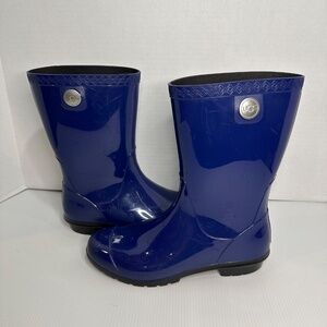 UGG SHAYE BLUE JAY RUBBER RAIN TALL BOOTS FUR INSOLE SIZE US 8 WOMENS